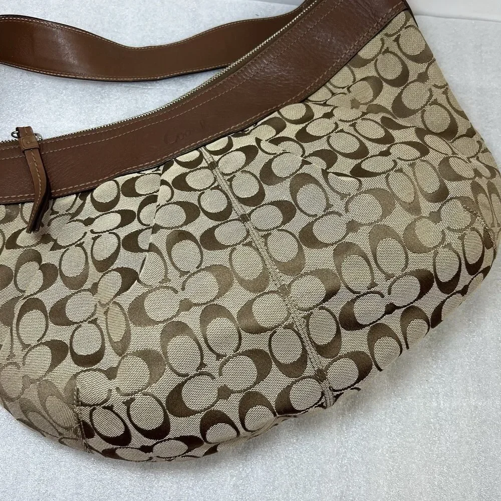 Coach LARGE F13741 Vintage Y2K Soho Hobo Shoulder Bag Beige Signature C Canvas